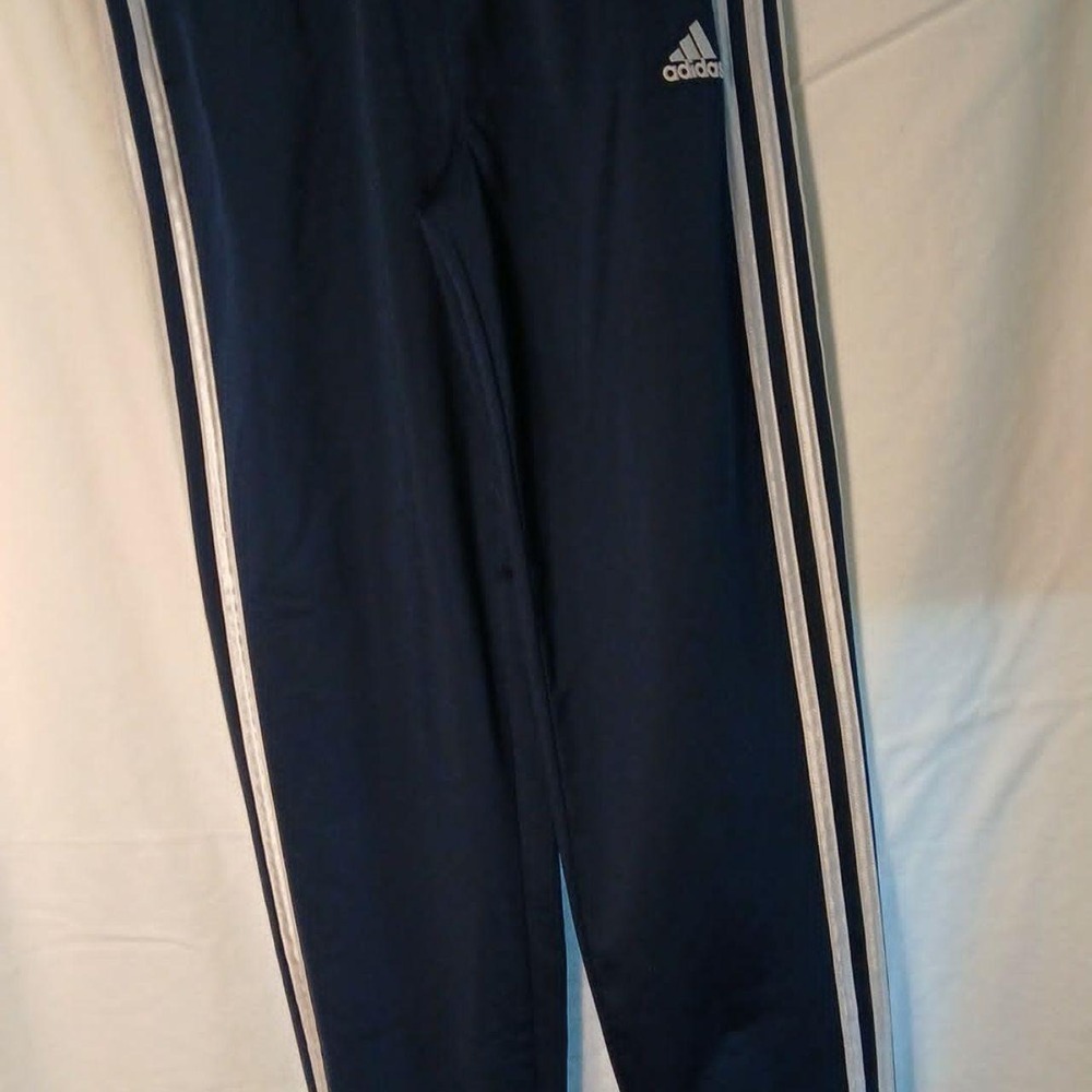 Adidas Boys Navy Blue White Stripe Jersey Jogger Pants Size Large 14/16